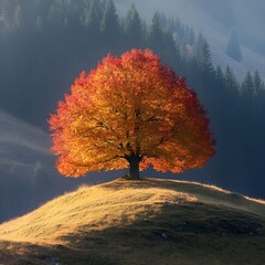  Colorful leaves stand proud on the plateau.

