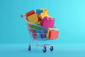 Loopable animation of cart rotating with vibrant school gear in motion