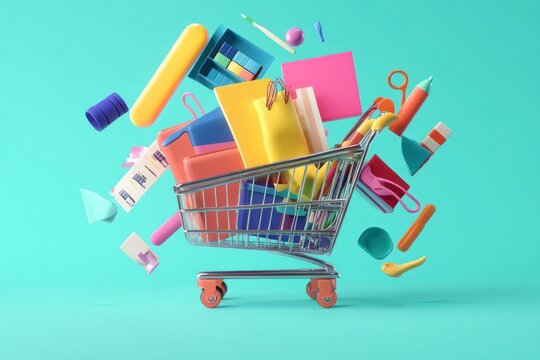 Loopable animation of cart rotating with vibrant school gear in motion