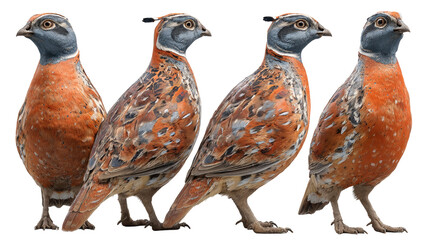 Colorful Quail Species Displaying Unique Feather Patterns from Different Angles