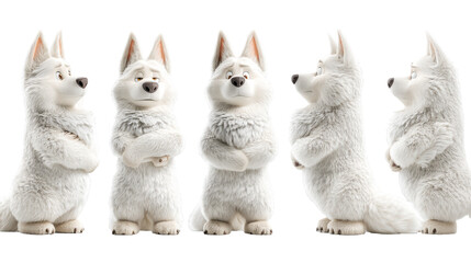 Playful and Expressive Cartoon Arctic Fox Character Design for Animation Projects