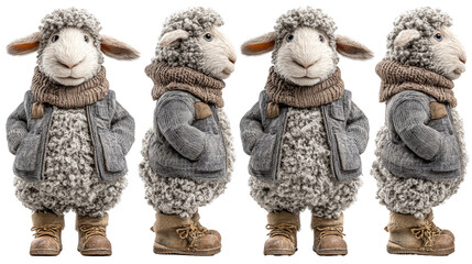 Cute Sheep Character in Sweater and Jacket Style for Children’s Illustration Design