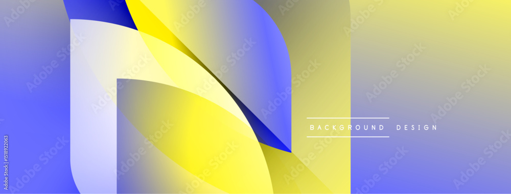 Aufkleber Abstract gradient shapes overlap, creating dynamic visual effect. Yellow, blue hues dominate composition. Minimal text present.
