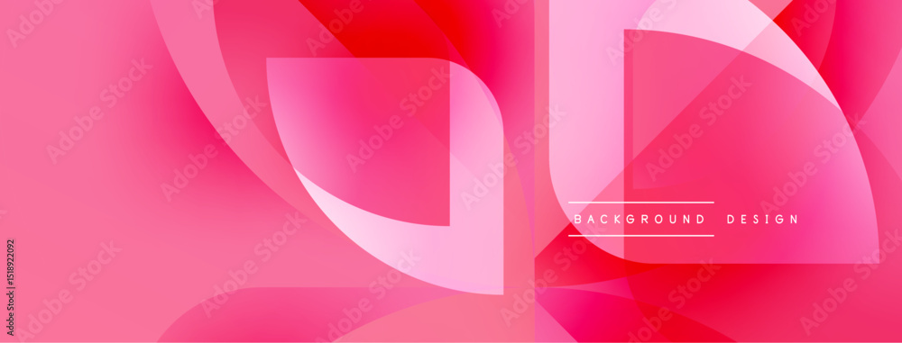 Poster Abstract pink design. Overlapping shapes create dynamic, modern visual effect. Gradient shades offer smooth transitions. Minimalist style.