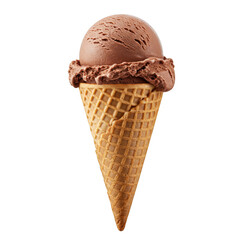 Chocolate ice cream cone delicious isolated on transparent background