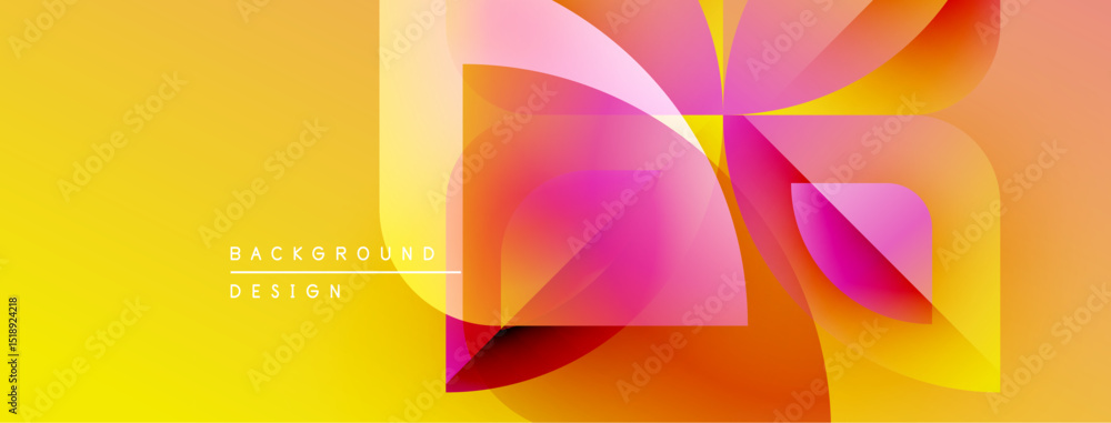 Poster abstract vibrant design. yellow, orange, pink hues blend. modern geometric shapes create dynamic vis