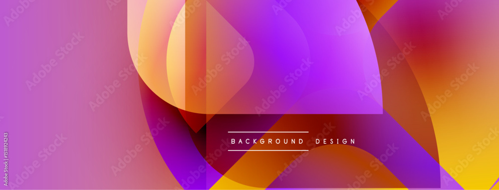 Poster Abstract colorful background. Overlapping shapes create dynamic visual effect. Gradient hues blend smoothly, modern design element.