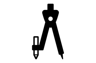 コンパスアイコン – 製図や図形作成を表すシンプルな文具線画デザイン