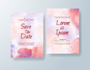 Wedding invitation with abstract watercolor background