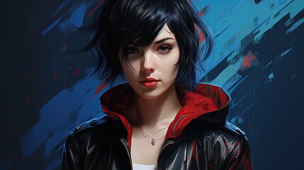 Stylized portrait of a woman with dramatic lighting and vibrant colors