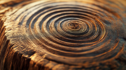 Detailed tree trunk cross-section showing textured annual growth rings, representing age, nature, and organic life cycles for eco backgrounds.