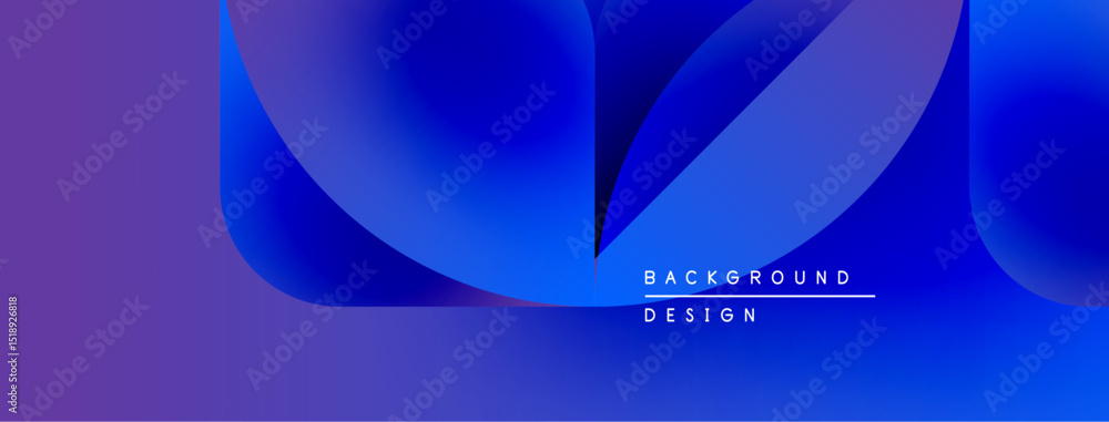 Poster abstract fluid shapes blend, creating vibrant blue purple gradient. text reads background design. mo