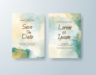 Wedding invitation with abstract watercolor background