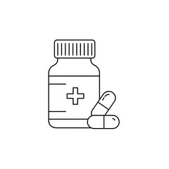 Obraz premium Pill bottle and capsules isolated on transparent background