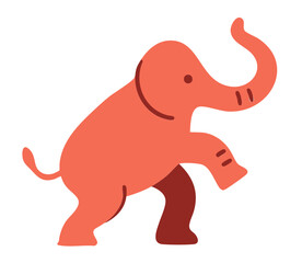 Elephant Dance illustration, colorful minimalist style, mid-century modern, childlike shapes, whimsical character design, no outlines, solid colors, stylized proportions