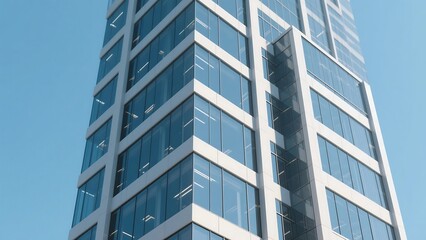 3d rendering of modern architecture, Skyscraper corporate office building with glass window
