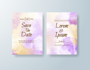 Wedding invitation with abstract watercolor background