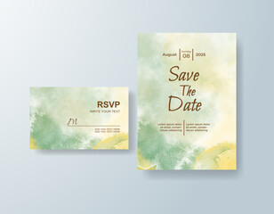 Wedding invitation with abstract watercolor background
