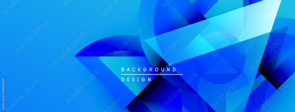 Poster Abstract blue design features geometric shapes, gradients. Modern background suitable for digital projects, presentations. Vivid colors create dynamic visual effect.