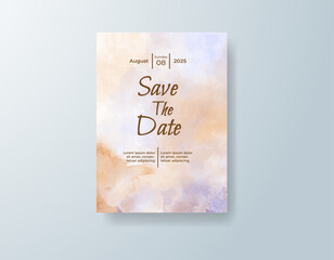 Wedding invitation with abstract watercolor background