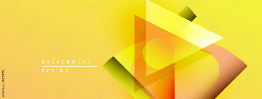 Poster Abstract geometric design. Yellow gradients create layered triangular shapes, modern aesthetic. Minimal text present, clean composition.
