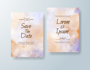 Wedding invitation with abstract watercolor background