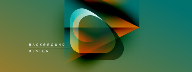 Abstract design features vibrant gradients, overlapping shapes. Modern aesthetic, suitable for backgrounds, presentations. Smooth transitions create depth.