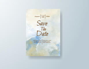 Wedding invitation with abstract watercolor background