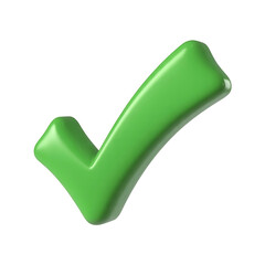 3d green check mark. Cut out