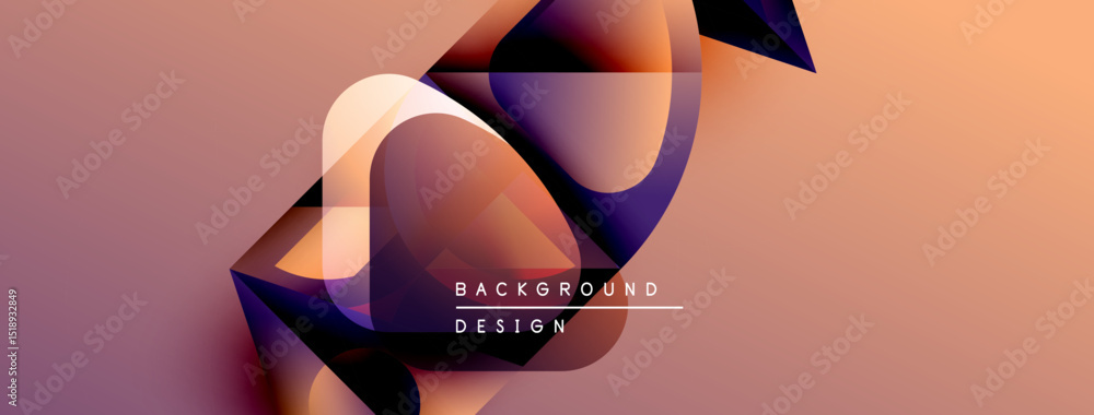Aufkleber abstract shapes overlap, creating dynamic visual effect. warm colors dominate, with purple accents. 