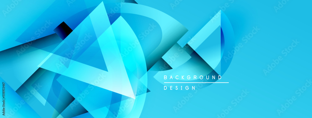Poster Abstract blue design features geometric shapes, gradients, dynamic composition. Modern background suitable for various digital projects.
