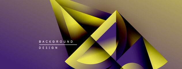Obraz premium Abstract geometric shapes overlap, creating dynamic purple, gold gradient. Modern design element for backgrounds, presentations.