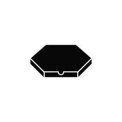 Hexagonal Pizza Box Isolated Black Silhouette with Pull Tab Design on White Background