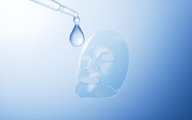Facial skin care mask, hydrating mask, whitening mask, Advertising skincare concept, 3d rendering.