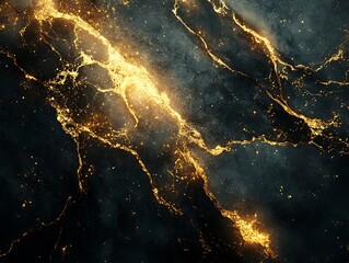 Illuminated veins: A captivating exploration of dark and golden ethereal patterns