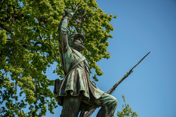 bronze statue of a soldier