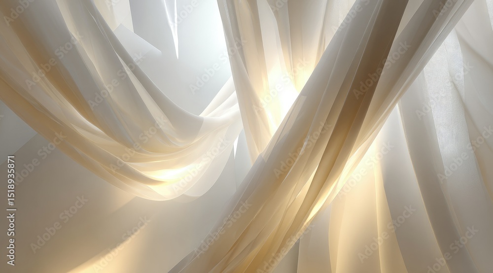 Aufkleber sunlight illuminates flowing, translucent fabric, creating a soft, ethereal, and abstract compositio