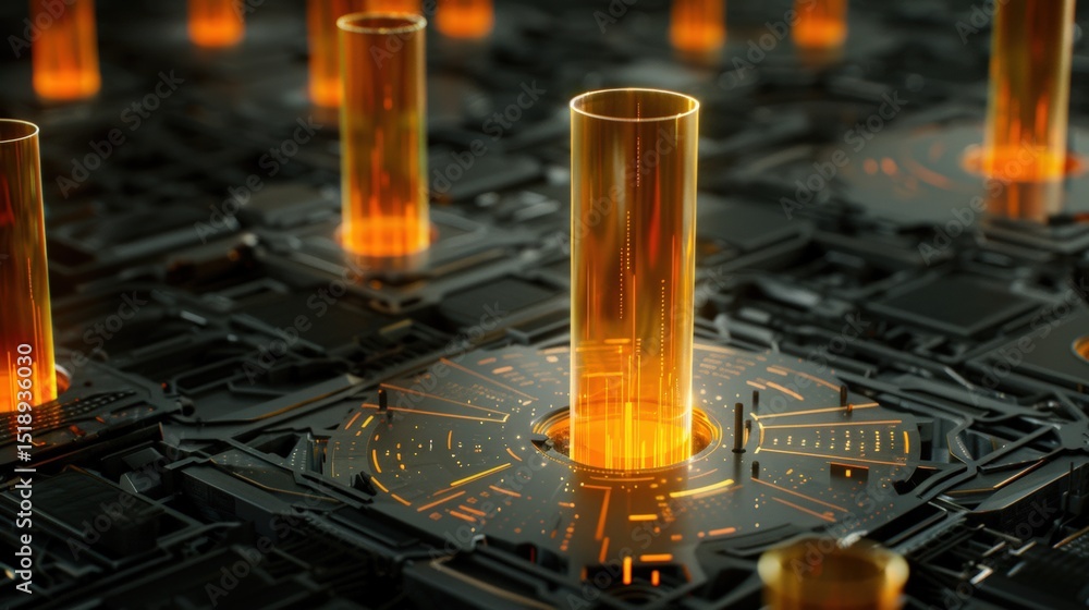Poster futuristic energy extraction process abstract technology setting digital art high-tech environment c