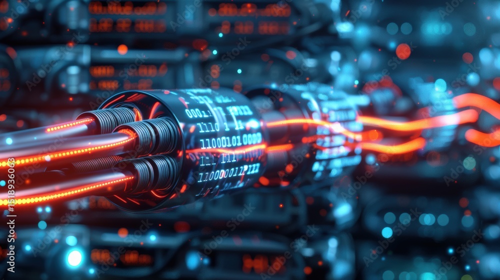 Poster data transmission action in a high-tech server room digital infrastructure technology environment cl