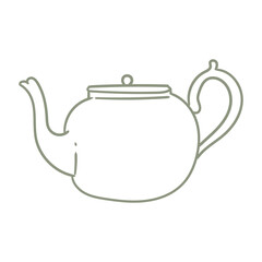 Illustration of an antique teapot, hand-drawn in ink. Original teapot drawings. Line art.