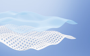 Multiple layers of wave-shaped design for the mattress background, Suite for the presentation of diaper, wet wipes, sanitary pads, mattresses and so on. 3d rendering.