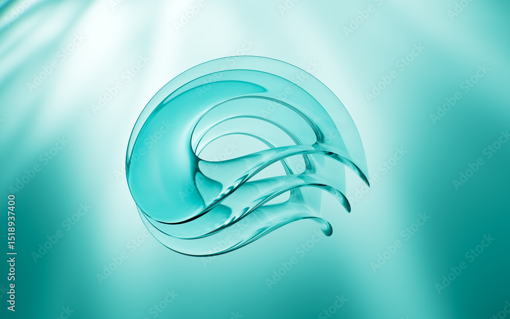 Aufkleber abstract multi-layered glass curve background, 3d rendering.