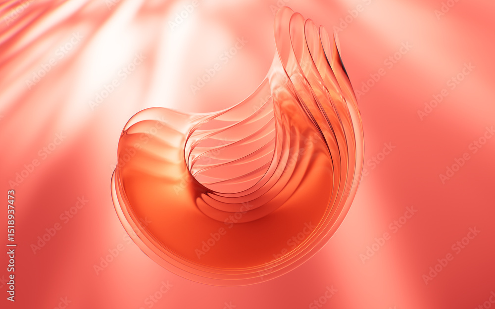 Aufkleber abstract multi-layered glass curve background, 3d rendering.