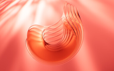 Abstract multi-layered glass curve background, 3d rendering.