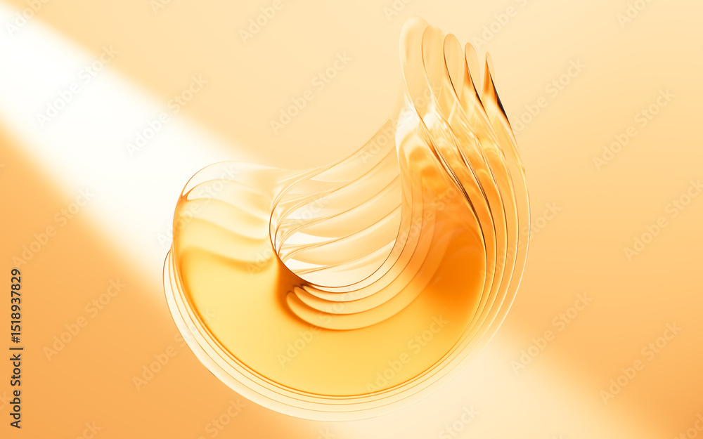 Poster abstract multi-layered glass curve background, 3d rendering.