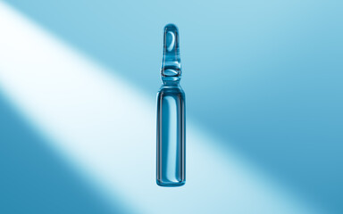 Glass serum, transparent ampoule with light and shadow background, cosmetics and skincare concepts, 3d rendering.