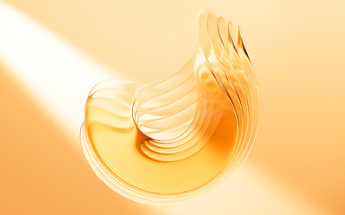 Abstract multi-layered glass curve background, 3d rendering.