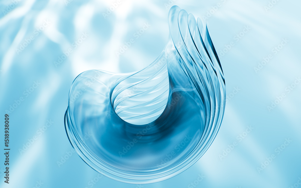 Poster abstract multi-layered glass curve background, 3d rendering.