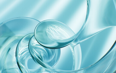 Abstract multi-layered glass curve background, 3d rendering.
