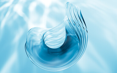 Abstract multi-layered glass curve background, 3d rendering.